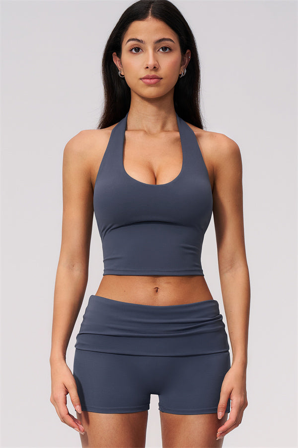 The Twirl Wide Strap Halter Crop Top