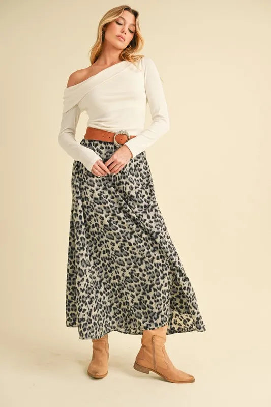 Aemi+Co Leopard Midi Skirt