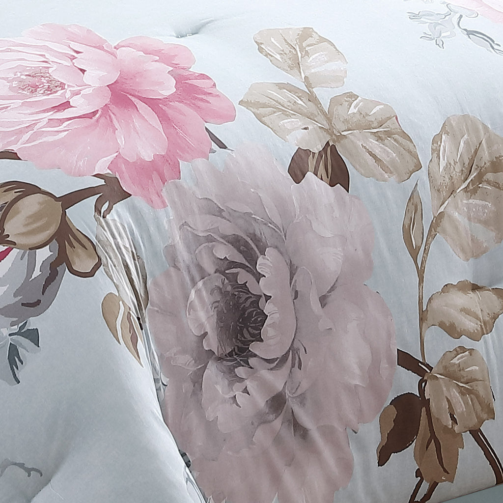 Ridgely Floral Cotton Bedding Set with Decorative Pillows