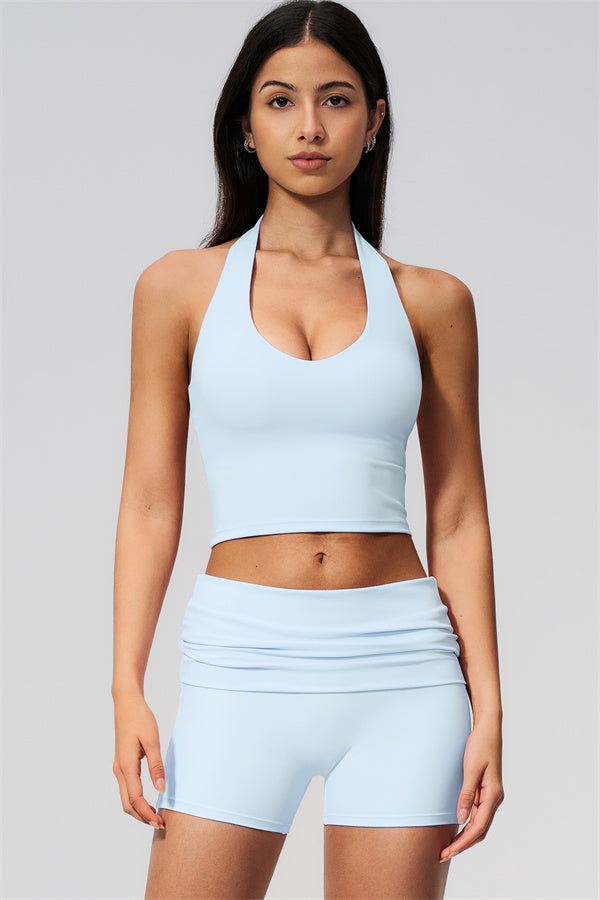 The Twirl Wide Strap Halter Crop Top