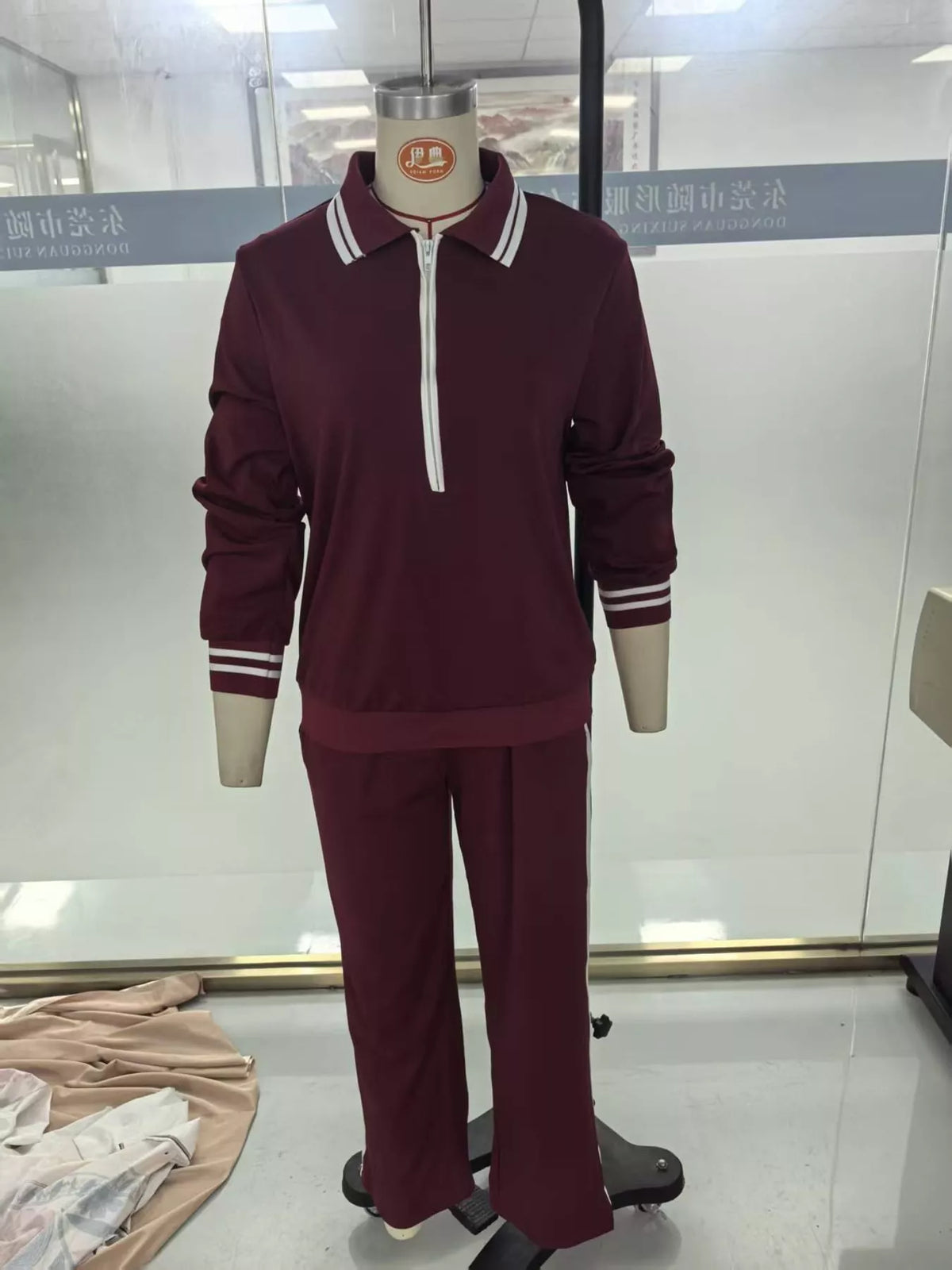 Striped Half Zip Top and Pants Set