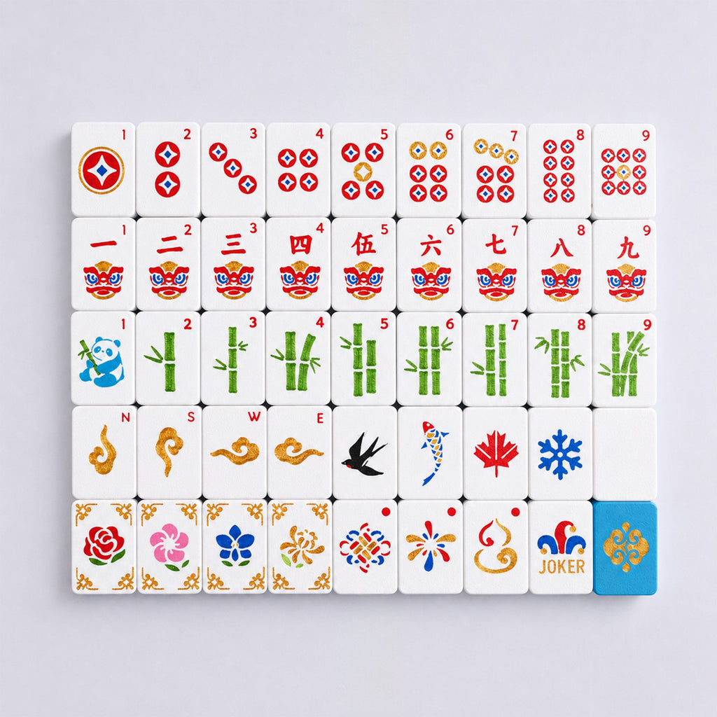 160PCS Floating Mahjong Tile Set Blue Classic Style With 3 Dice