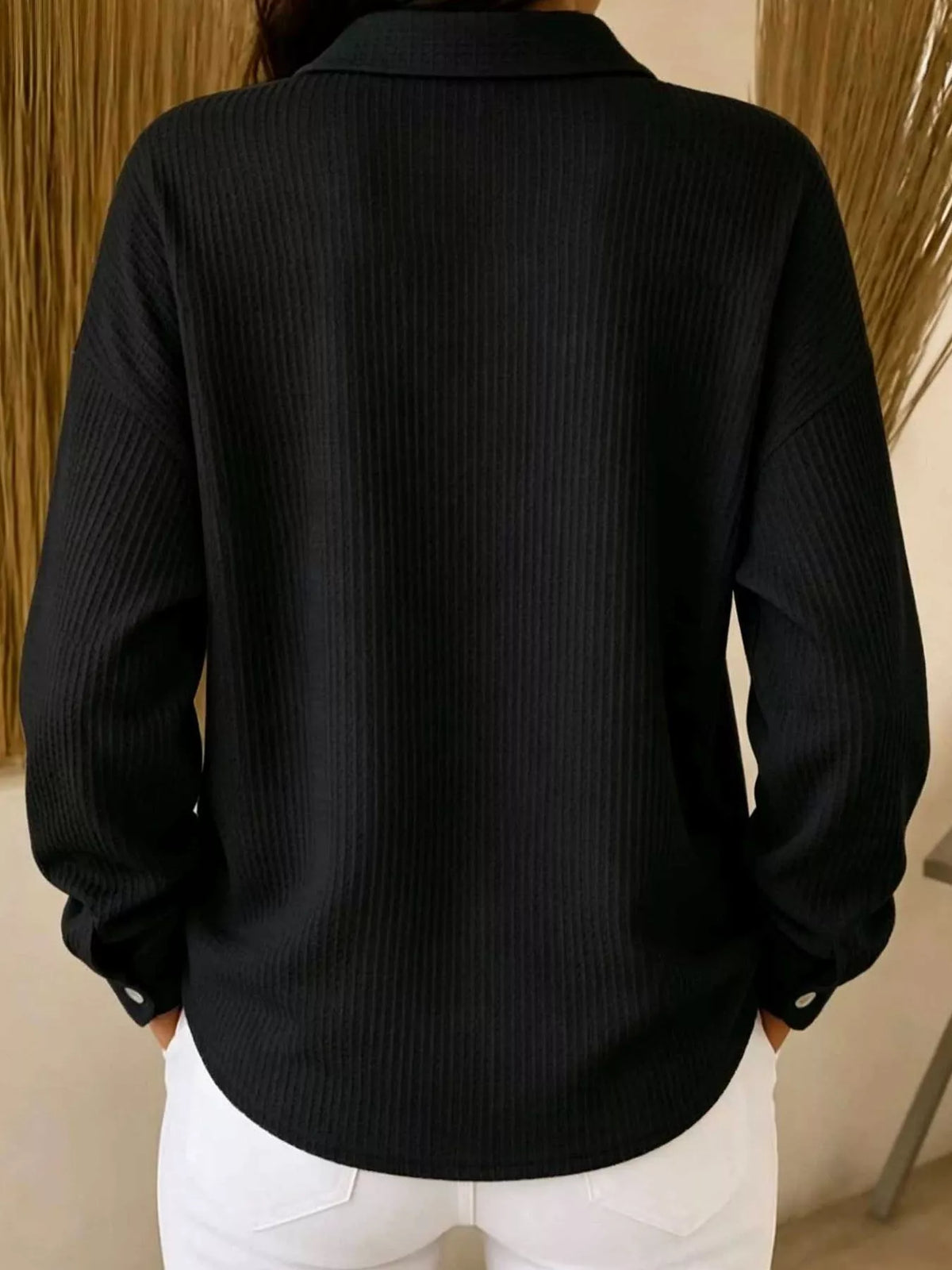 Waffle Knit Button-Down Shirt