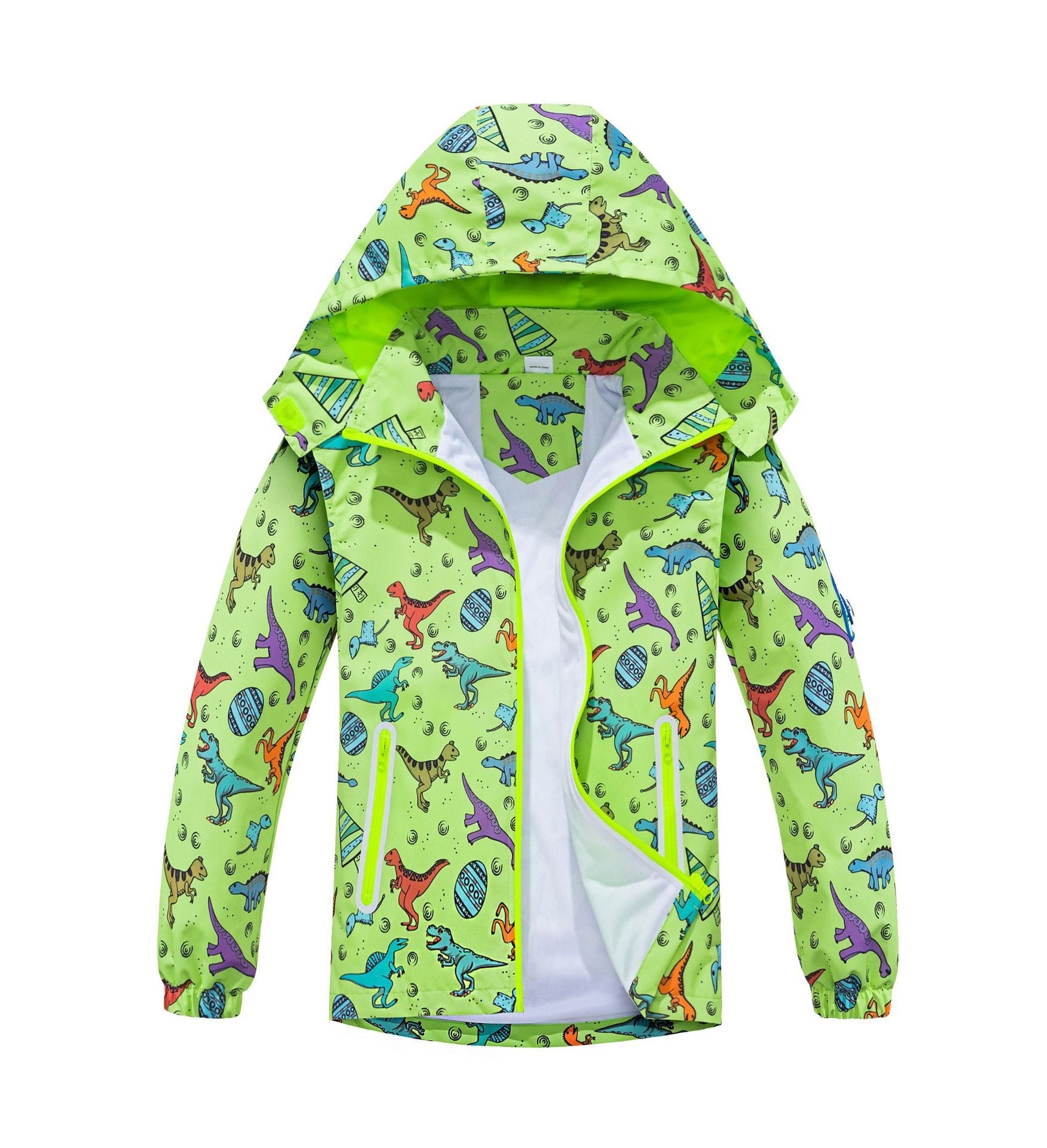 Springautumn New-arrival Dinosaur-print Gradient-color Zip-up Hoodie For Boys And Girls