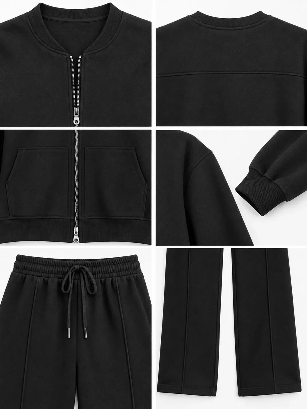 Casual Zip-Up Jacket and Wide-Leg Sweatpants Set