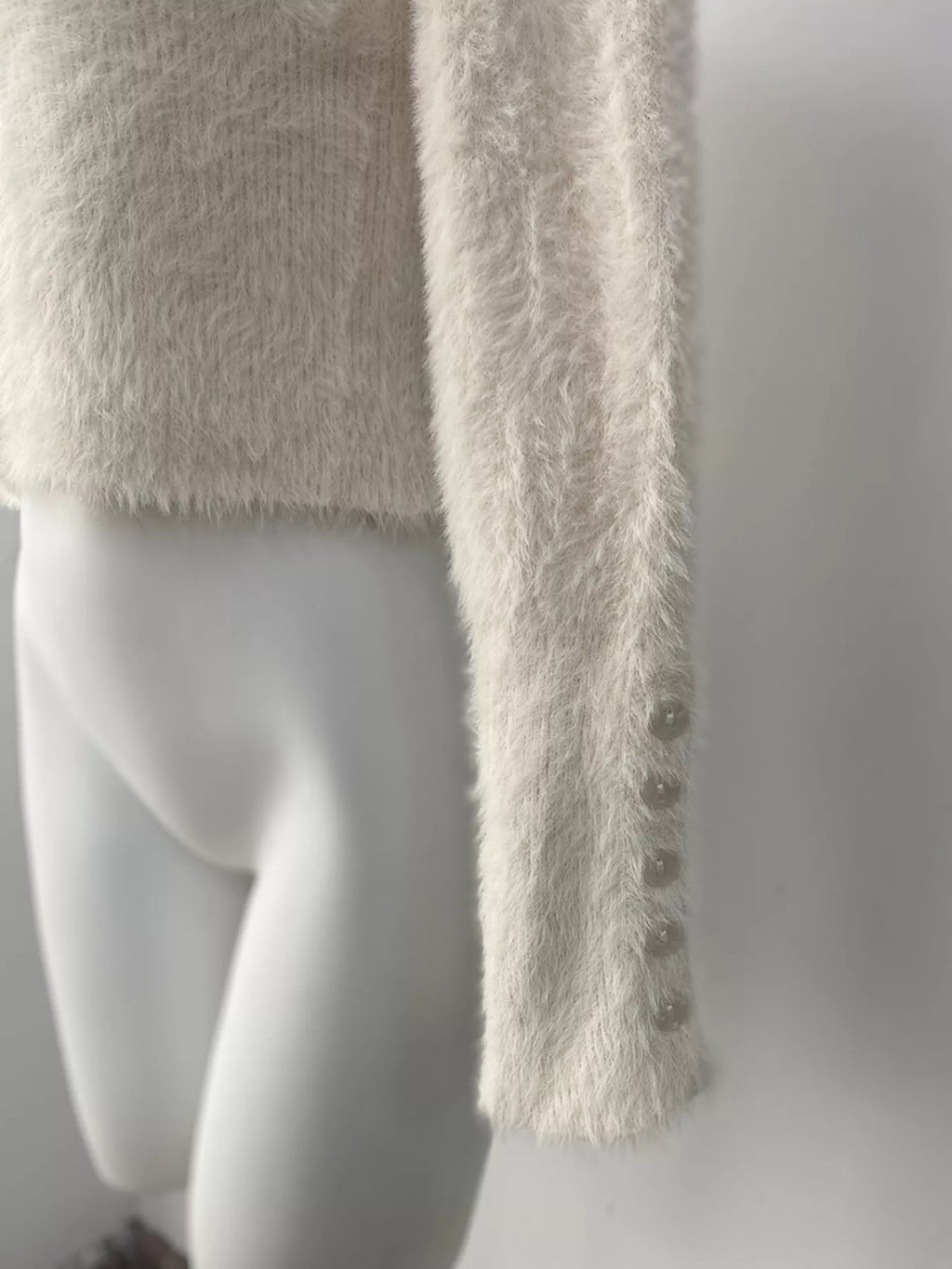 Soft Fuzzy Button-Down Cropped Cardigan