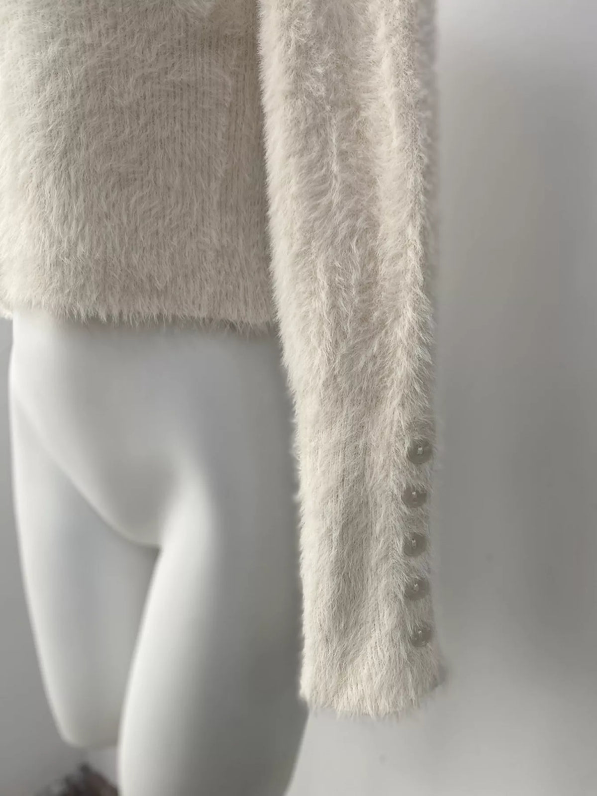 Soft Fuzzy Button-Down Cropped Cardigan