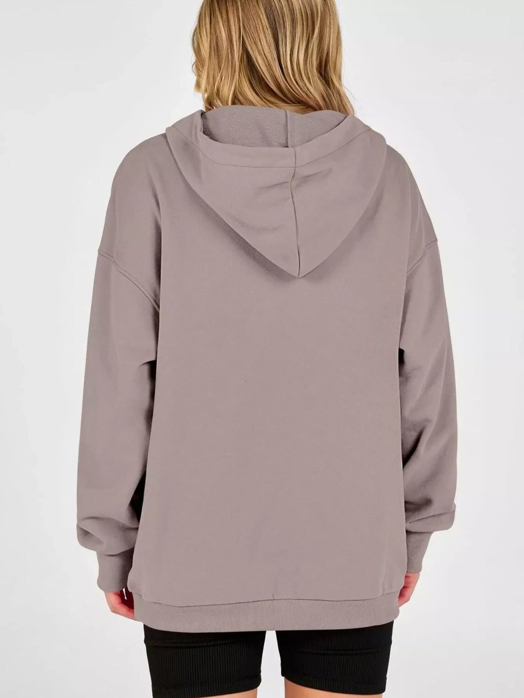 Half Snap Dropped Shoulder Hoodie