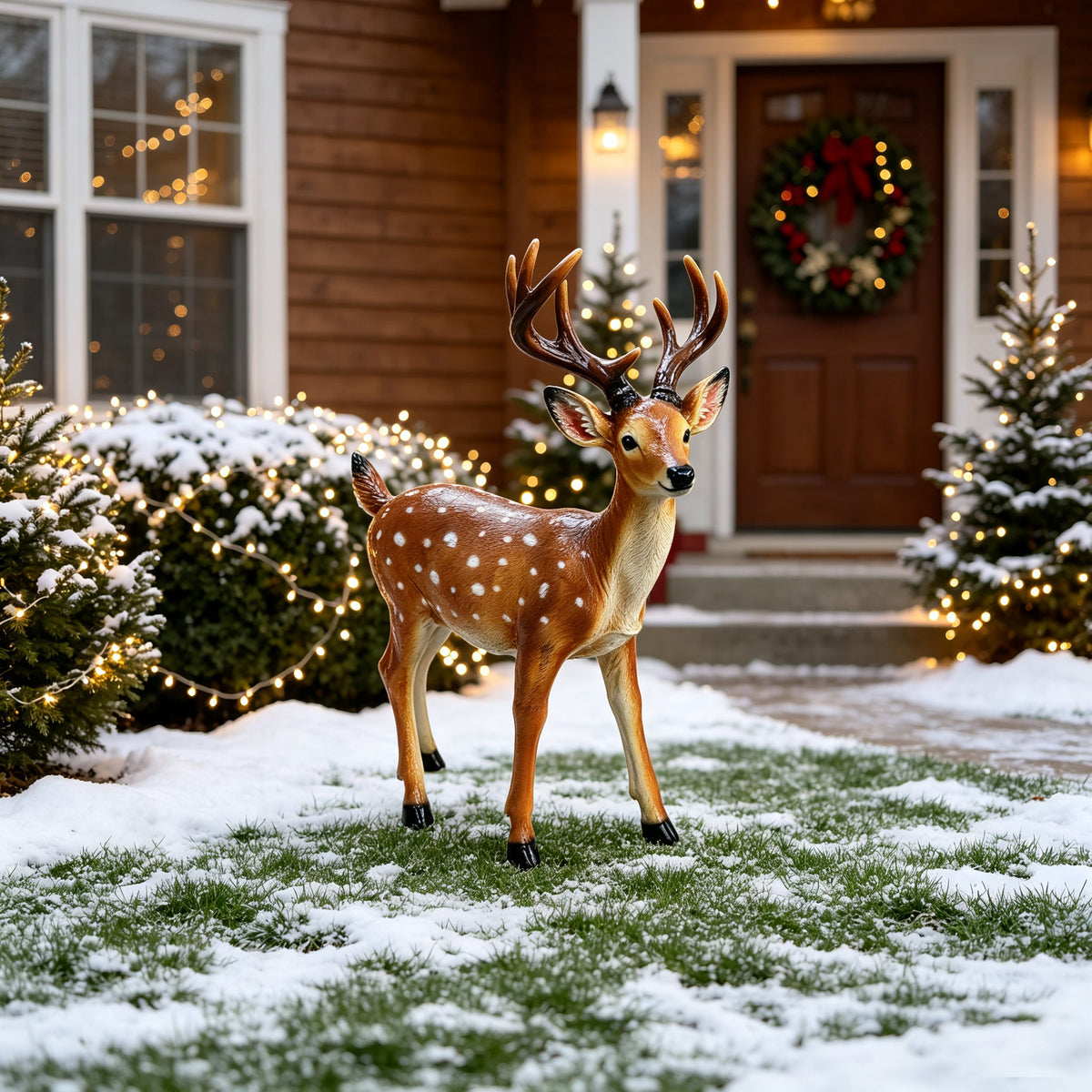 Deer Statue Animal Figurine with Lifelike Detailing - Outdoor Resin