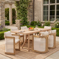 7‑Piece Acacia Wood Patio Dining Set, 67" Rectangular Slatted Table A‑Frame Legs Light