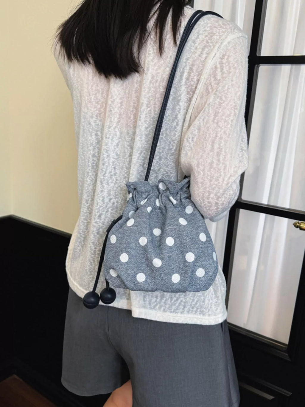 Polka Dot Drawstring Crossbody Bag