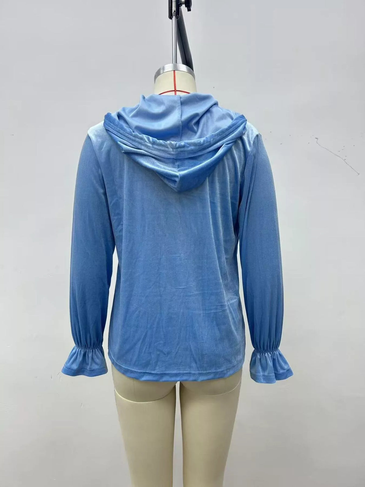 Full Size Velvet Button-Down Hooded Outerwear Plus Size