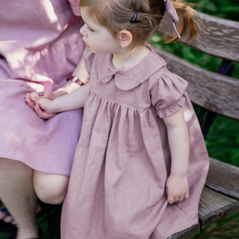 Girls Rustic Cotton And Linen Dress