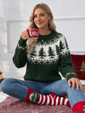 Christmas Tree Pattern Round Neck Sweater