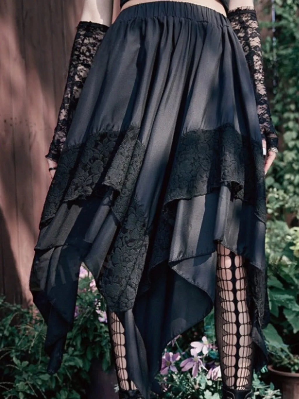 Full Size Asymmetrical Hem Lace Detail Skirt Plus Size