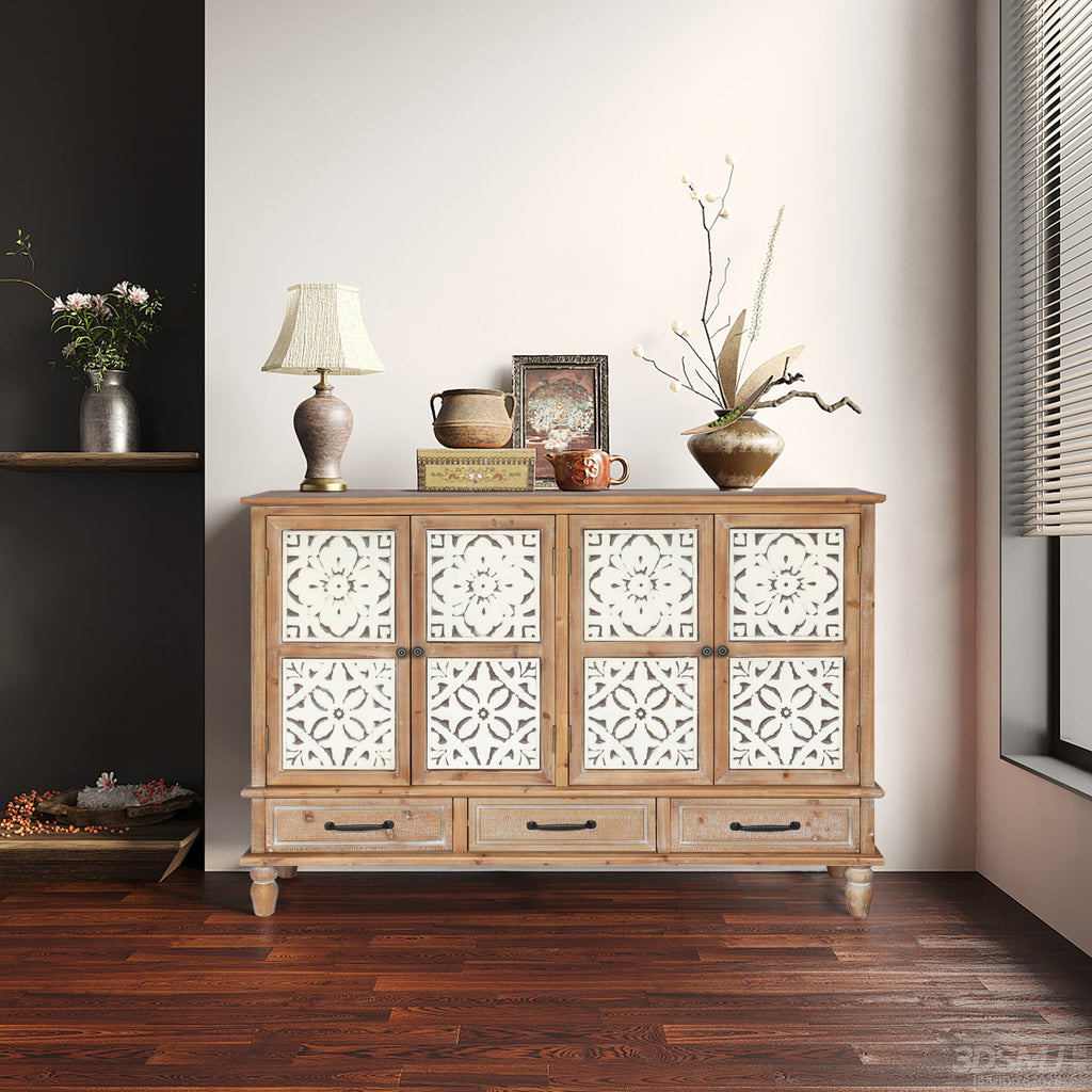 Chic Distressed Cabinets with Ample Storage - Multicolor
