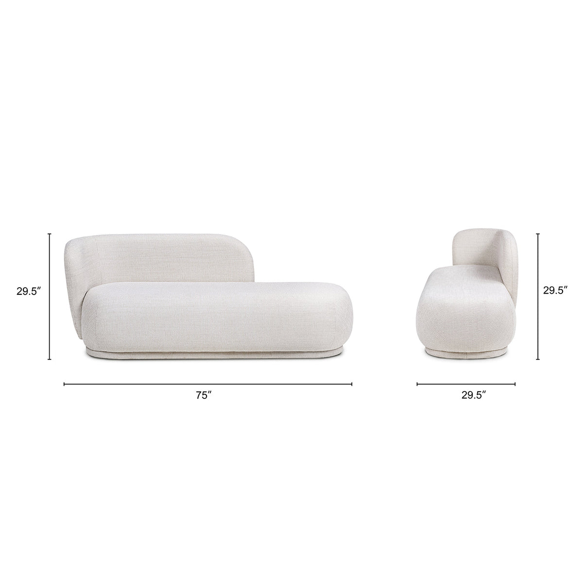 Aire 75" RAF Modern Rounded Chaise Lounge with Boucle Upholstery - Stone Light