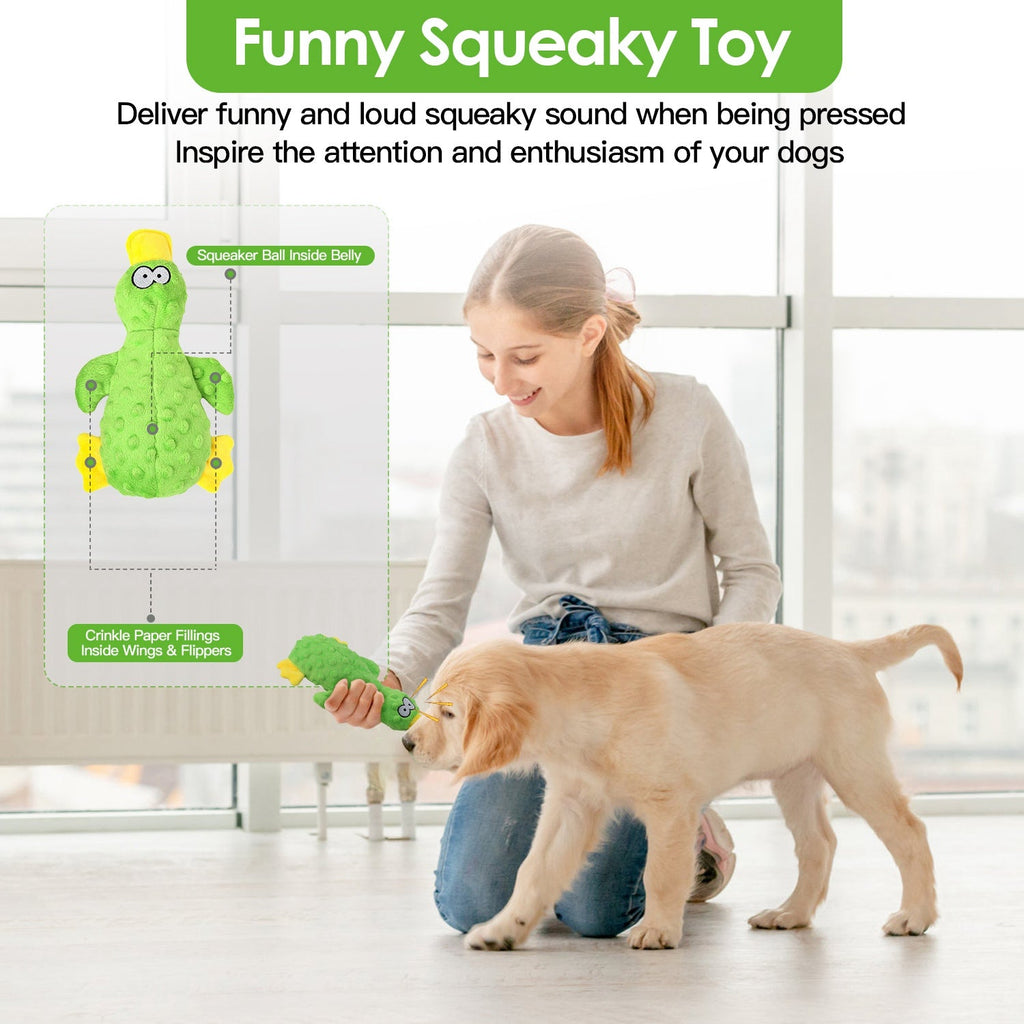 Duck-Shaped Plush Toy with Squeaky Ball for Dogs