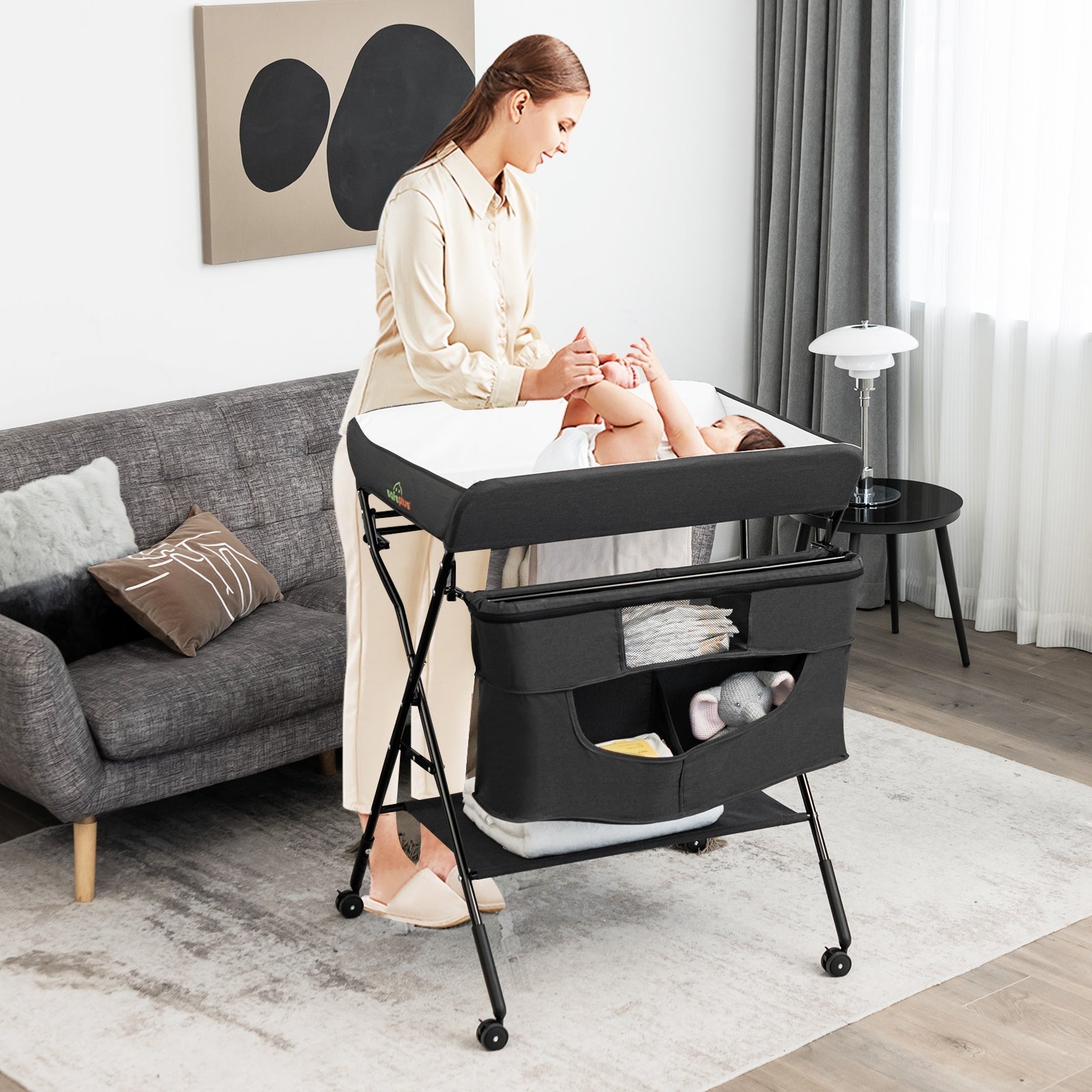 Portable Adjustable Height Newborn Nursery Organizer with