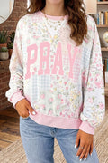 PRAY Graphic Floral Mixed Print Patchwork Top