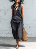 Full Size Sleeveless Top and Pants Two-Piece Set Plus Size