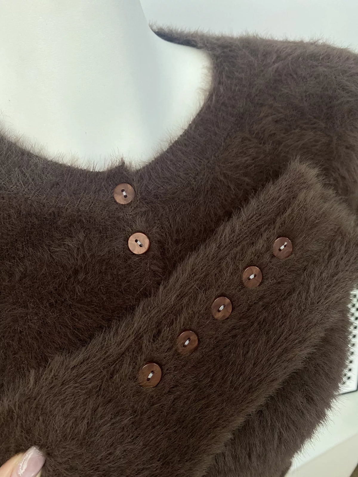 Soft Fuzzy Button-Down Cropped Cardigan