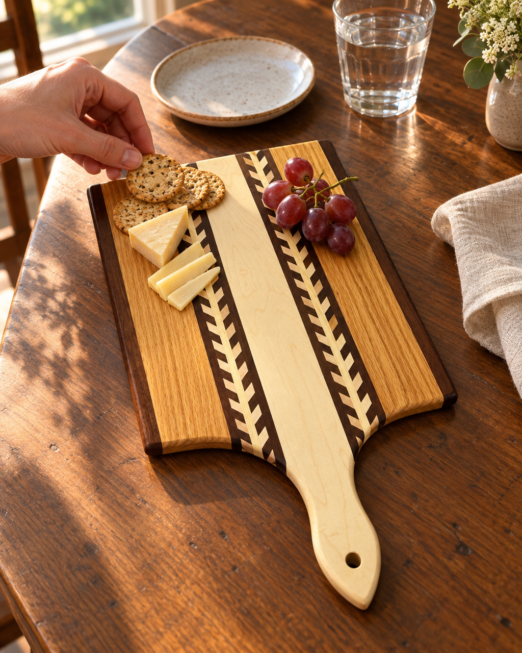 Amish-Made Wheat-Pattern Paddle Cutting & Serving Board