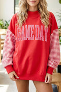 Game Day Plaid Sleeve Mock Neck Sweatshirt