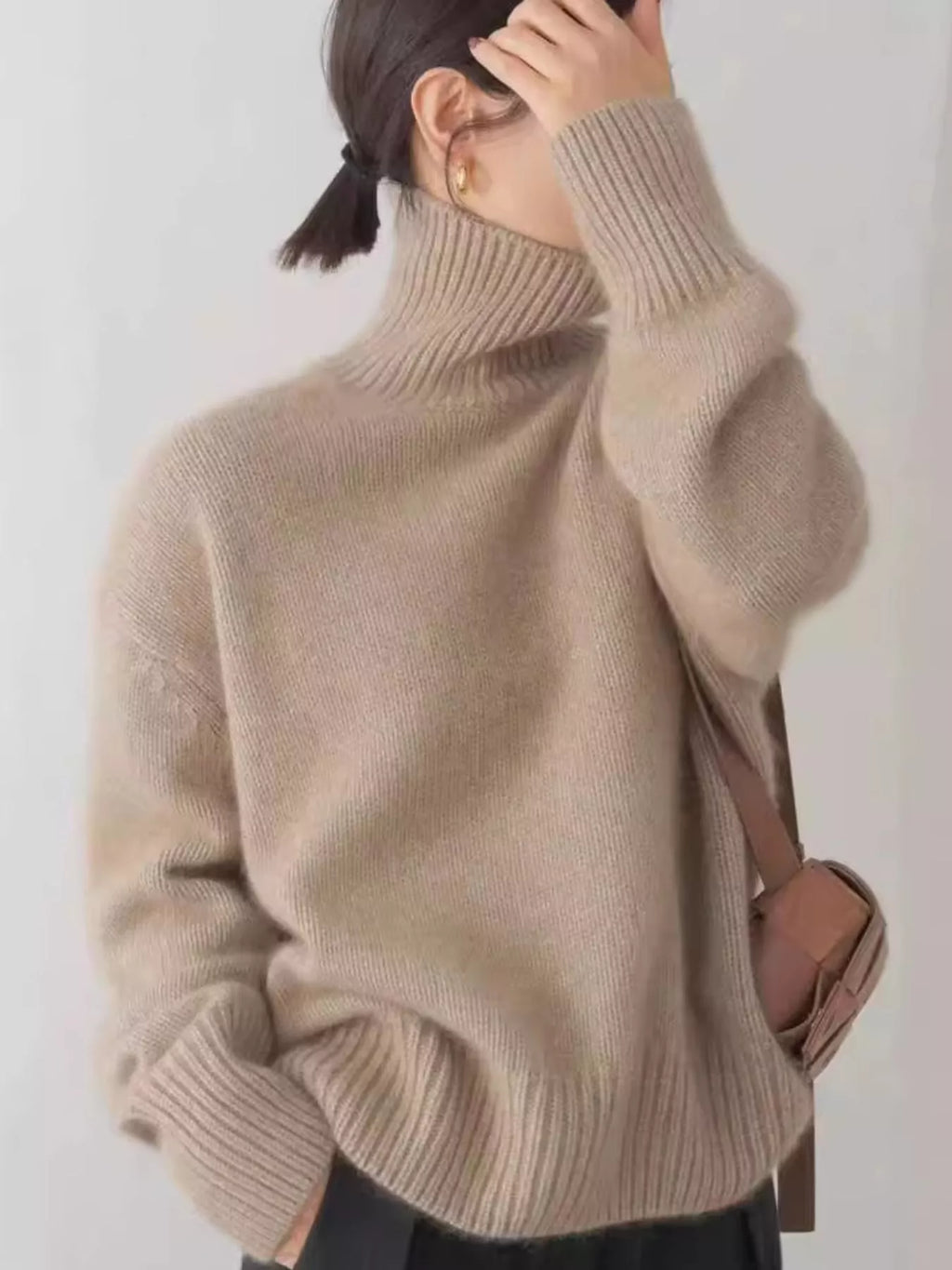 Turtleneck Dropped Shoulder Sweater