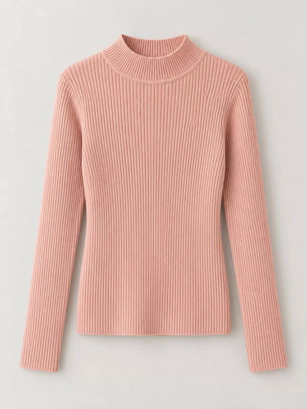 Elegant Slim-Fit Ribbed Mock Neck Knit Top