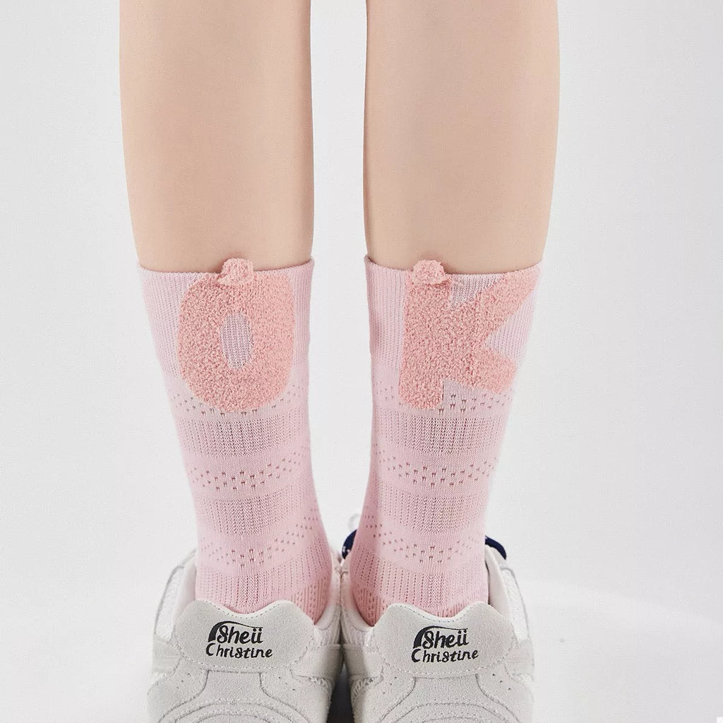 Breathable Letter Crew Socks