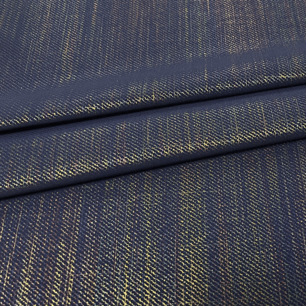 Denim Dream Rainbow Foiled Spandex Fabric | Blue Moon Fabric
