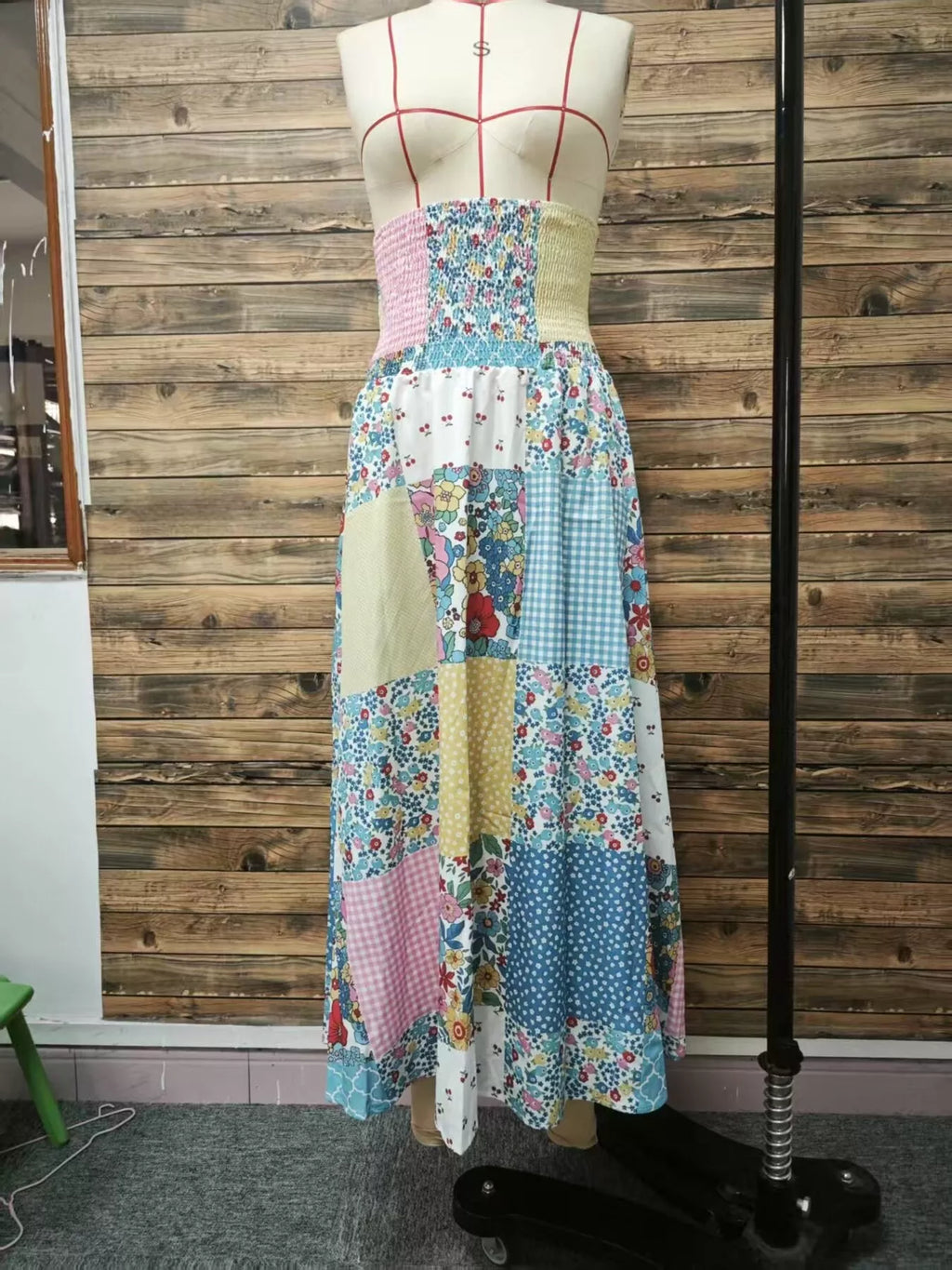 Patchwork Floral Maxi Skirt