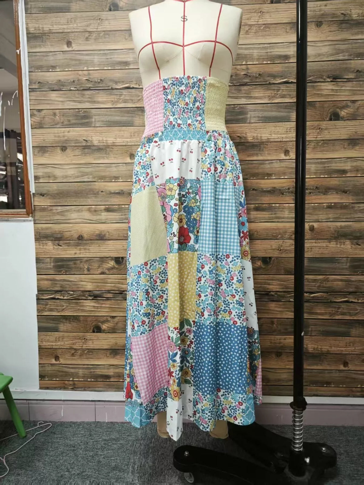 Patchwork Floral Maxi Skirt