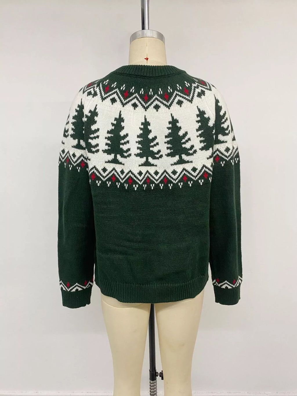 Christmas Tree Pattern Round Neck Sweater