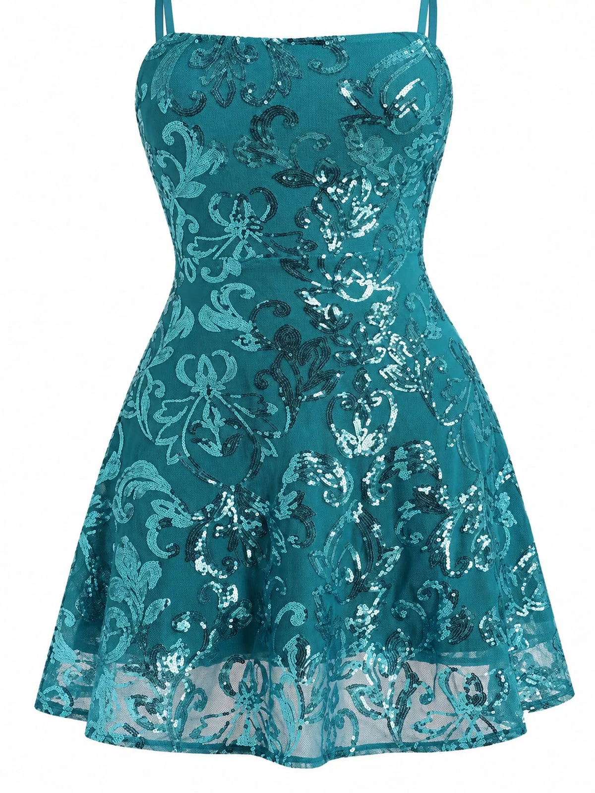 Sequin Square Neck Mini Dress
