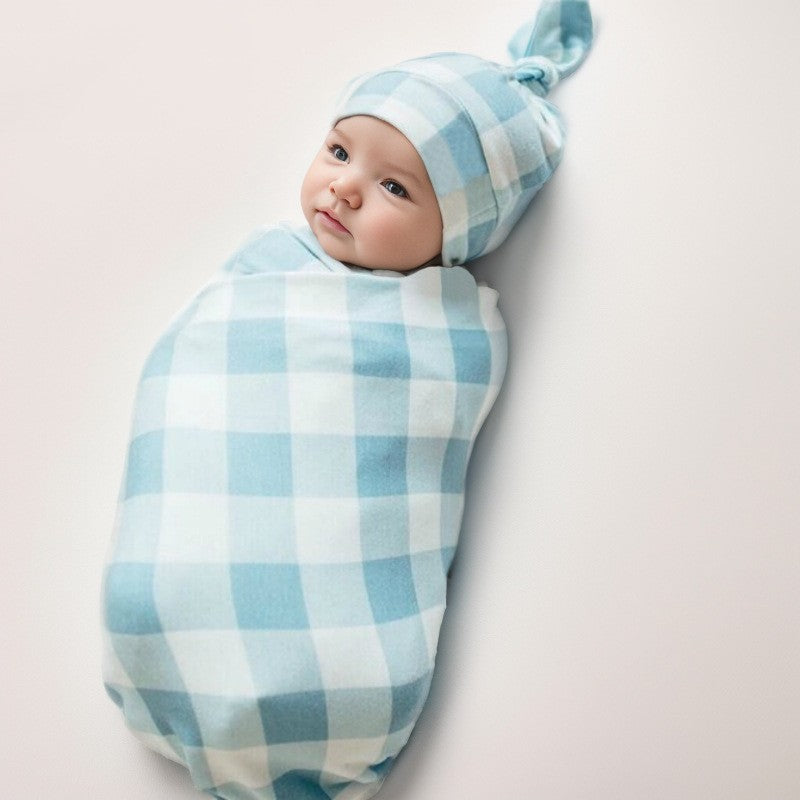 Newborn Swaddle Blanket And Knotted Baby Hat 2-Piece Set