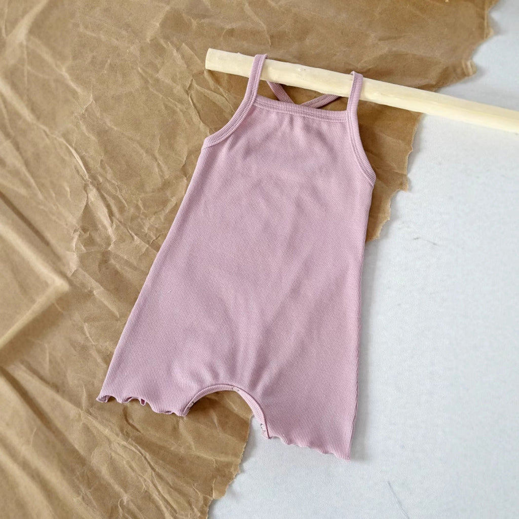 Baby Sunken Stripe Camisole One-piece Romper