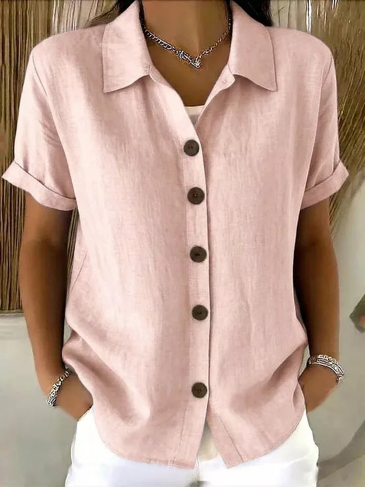 Full Size Button-Down Short Sleeve Shirt Plus Size