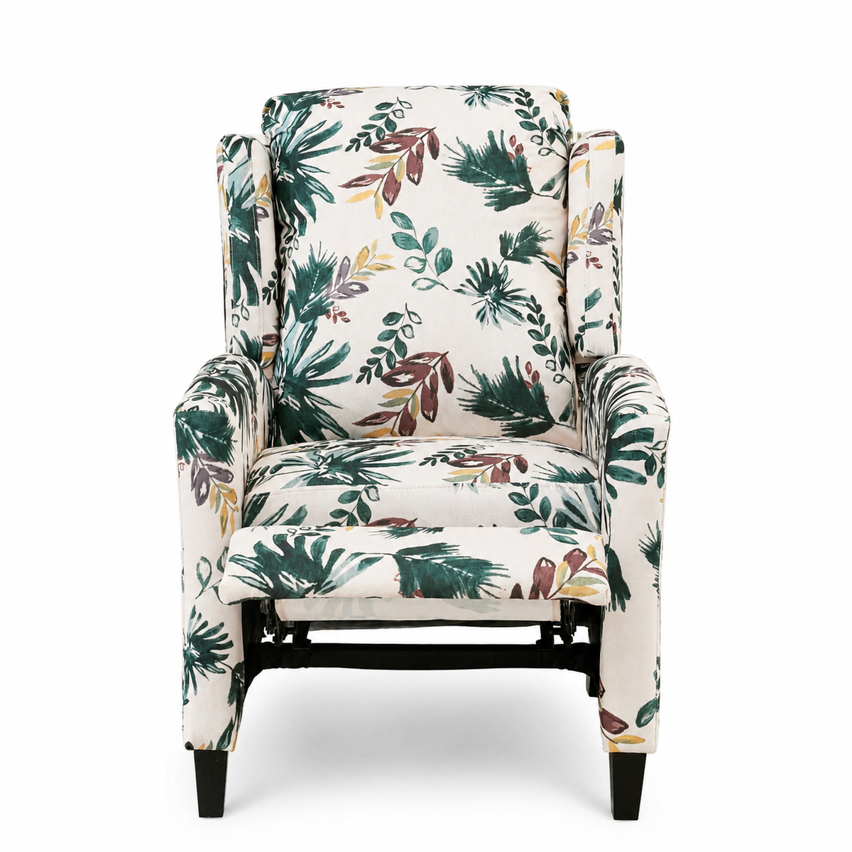 Floral Print Recliner Chair with Padded Arms - Multicolor