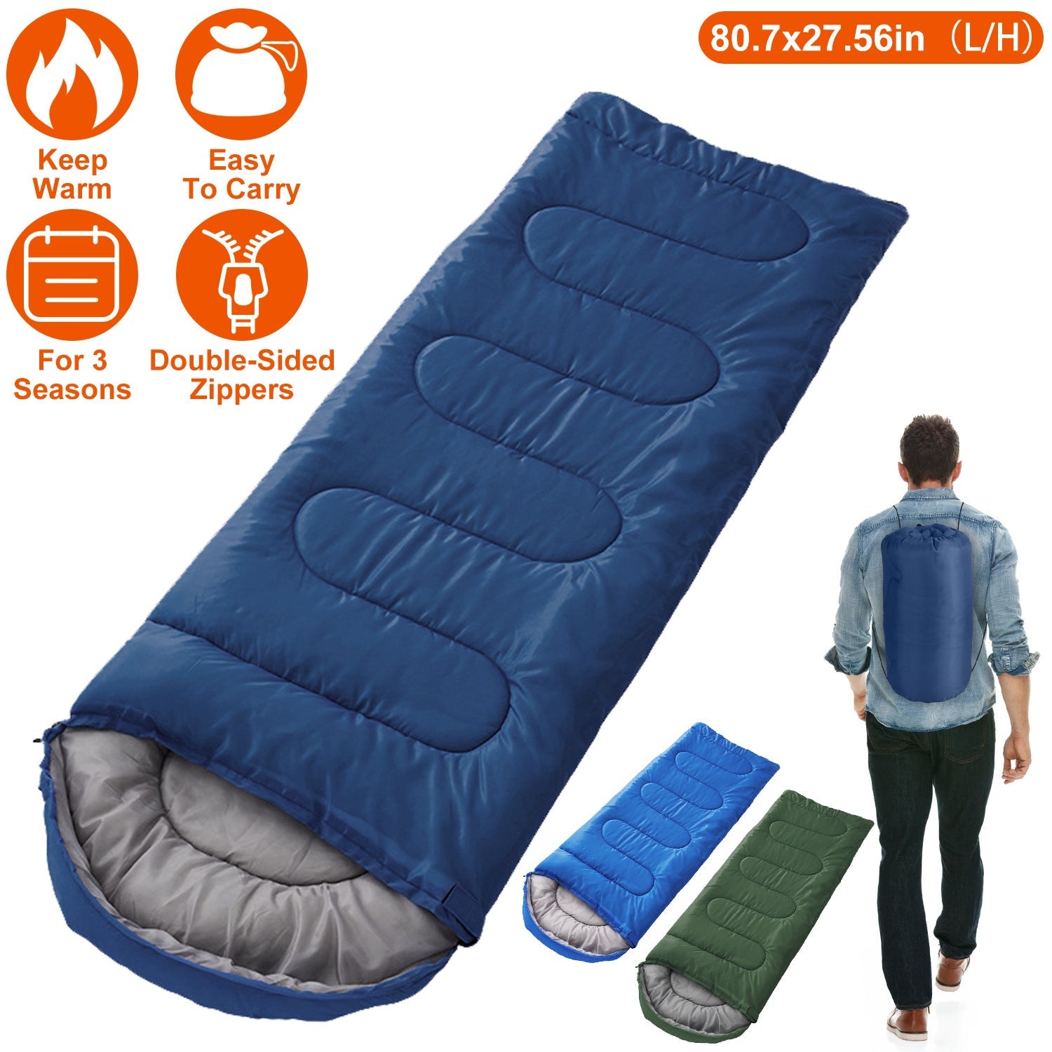 Camping Sleeping Bag for 3-Season Outdoor Use