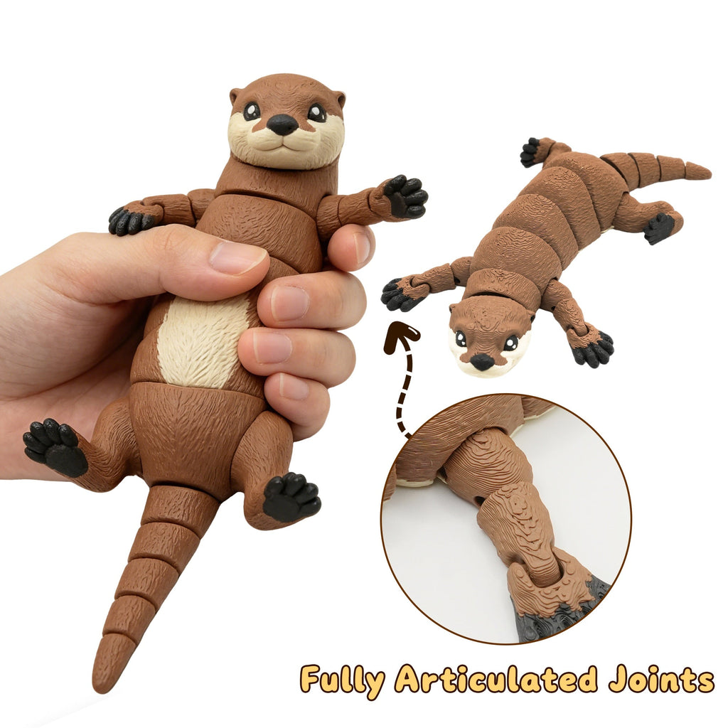 3D Printed Articulated Otter, Flexible Movable River Otter Figure With Jointed Body Legs And Tail, Cute Animal Desk Ornament & Collectible
