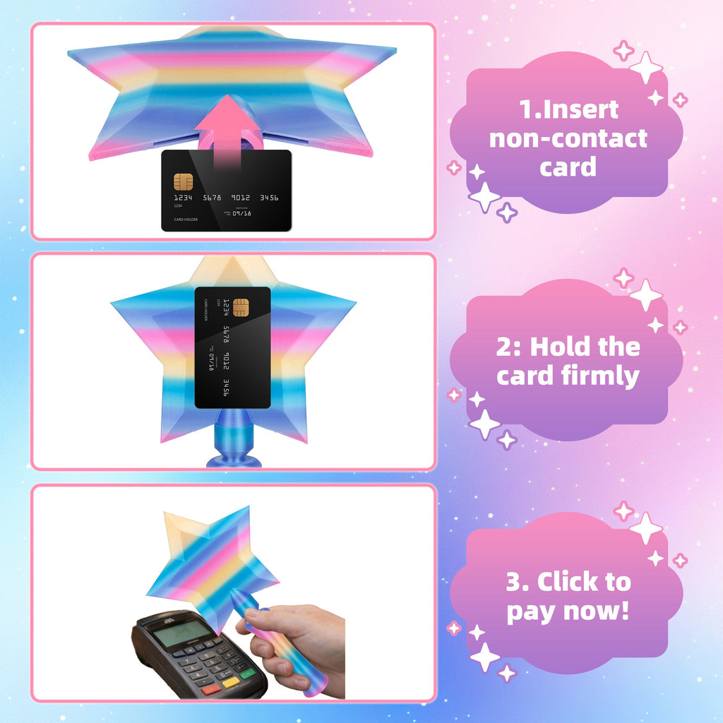 3D Printed Star Wand Contactless Card Holder, Short Magic Wand With Card Slot For Tap Payment, Party Costume Prop And Novelty Gift