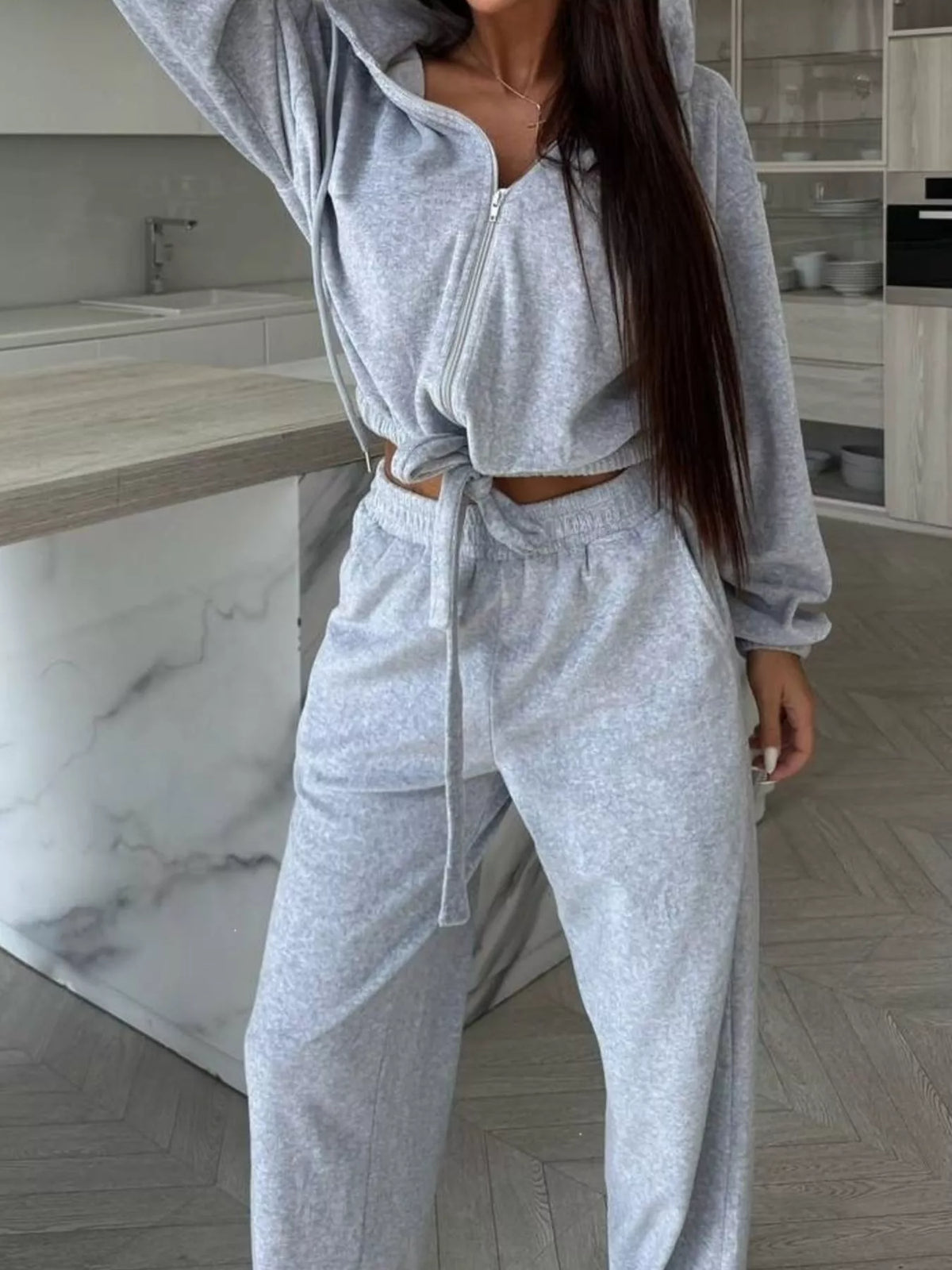 Zip-Up Hoodie and Joggers Set