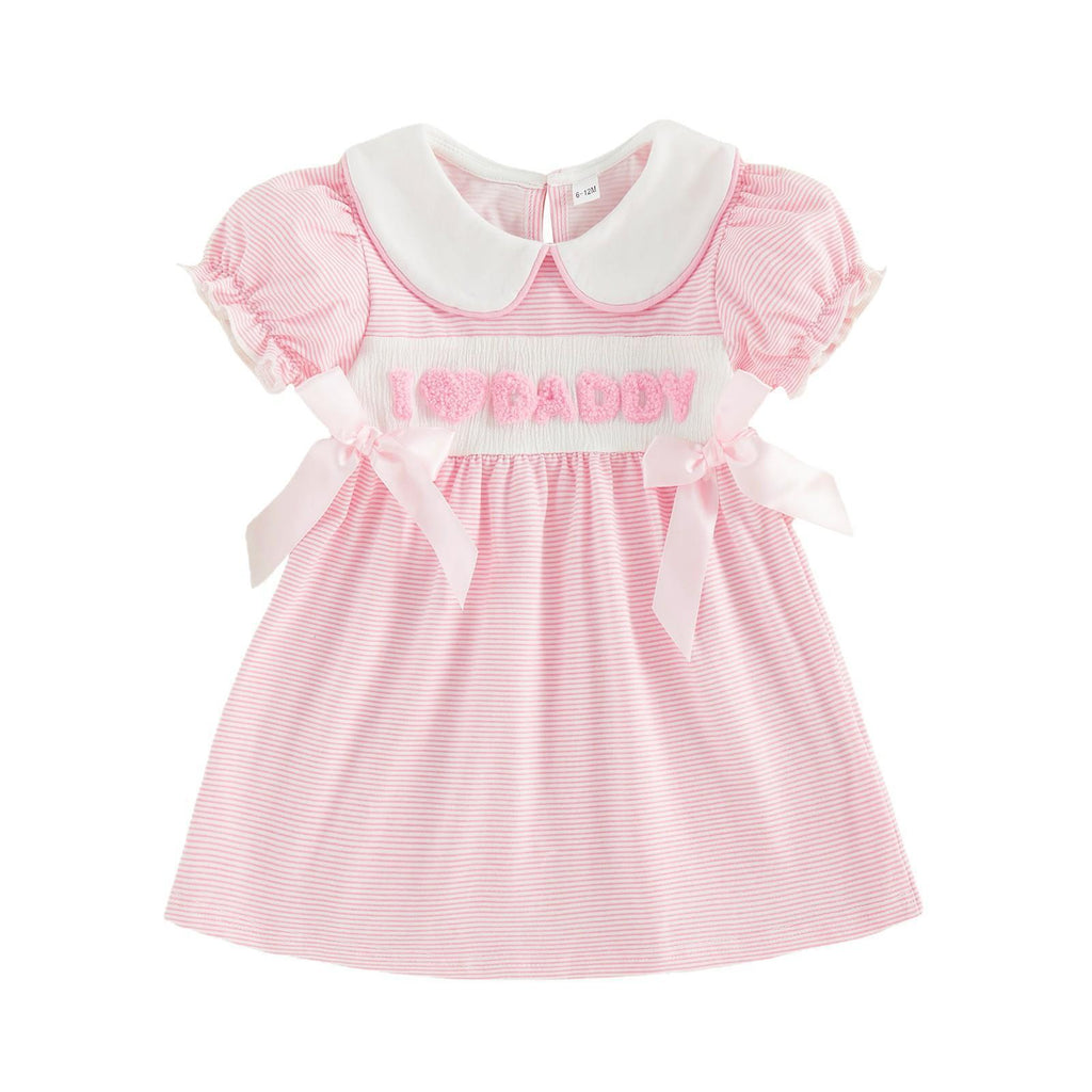 Four-leaf Clover Puff-sleeve Striped Short-sleeved Romper