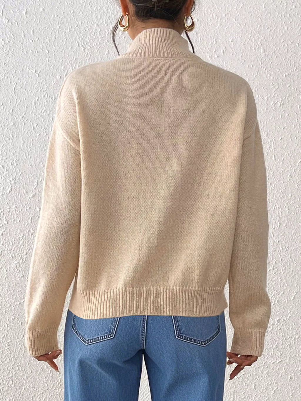 Floral Applique Turtleneck Sweater