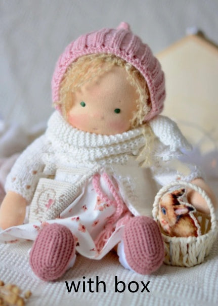 Handmade Plush Doll Golden Curly Girl Finished Product