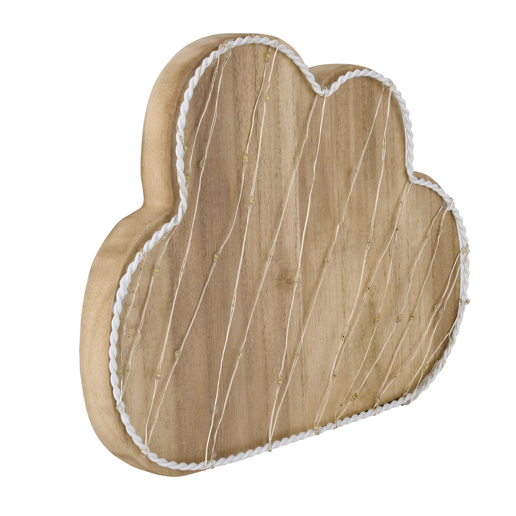 Cloud Shaped Lighted LED Natural Wood Wall Decor