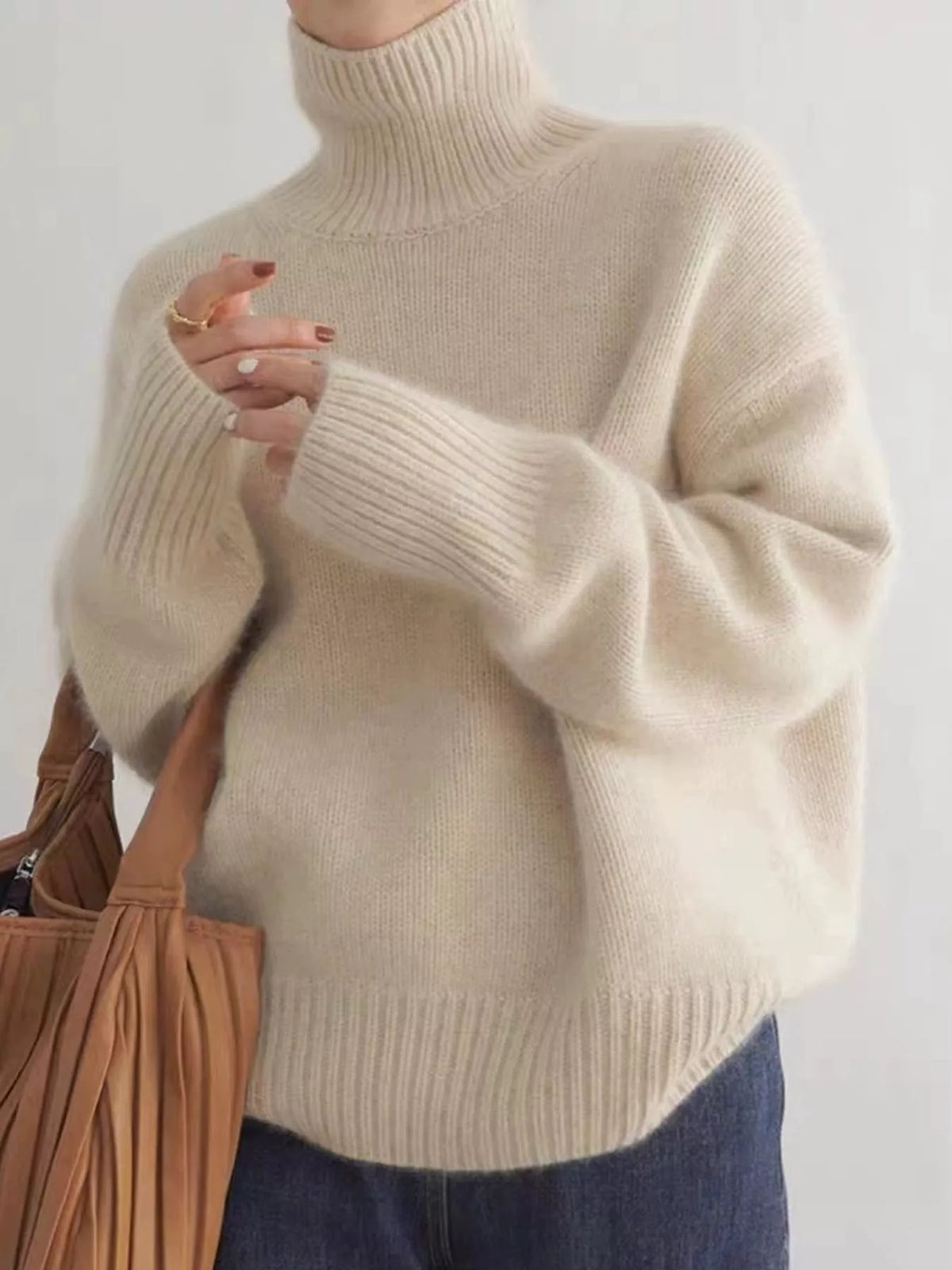 Turtleneck Dropped Shoulder Sweater