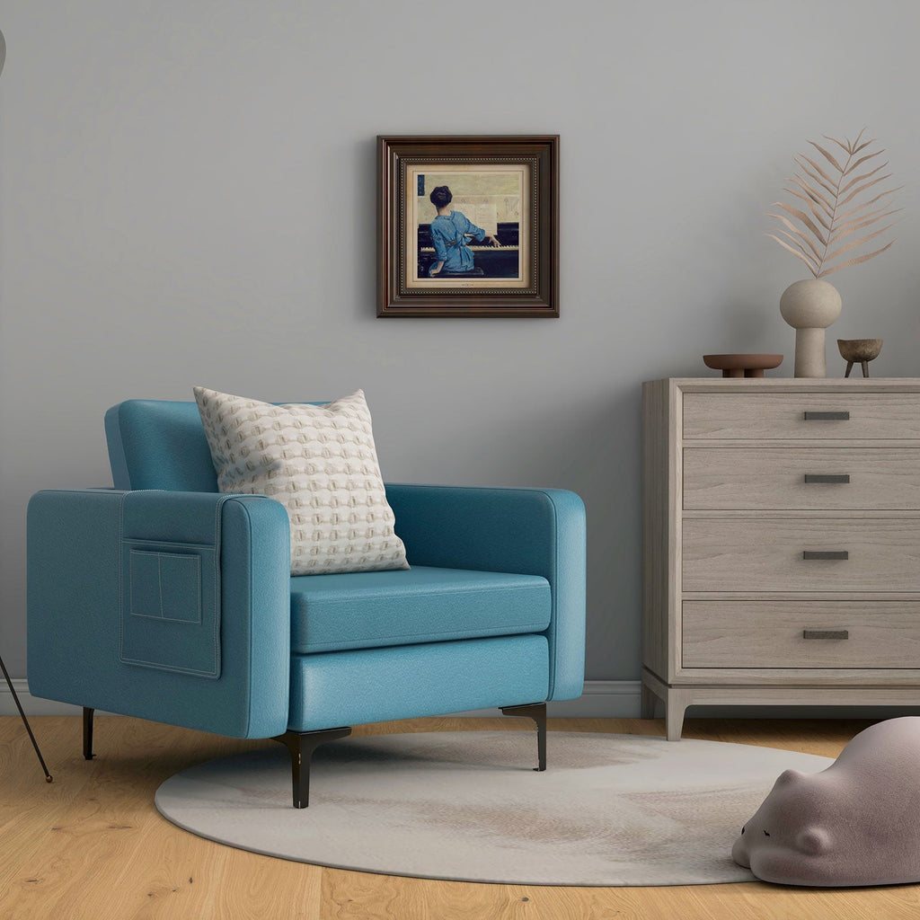 Modern Accent Armchair with Side Storage Pocket